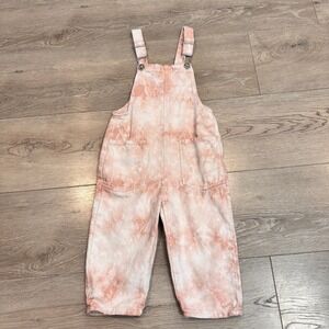 Zara Kids Girls Light Pink Tie Dye Denim Overalls Size 2T 3T CM 98